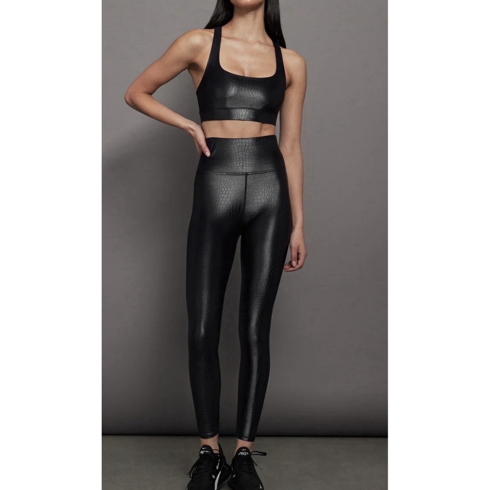 Carbon 38 Tamara Croc Shine Black Legging Women XS Athleisure Preppy Chic Modern